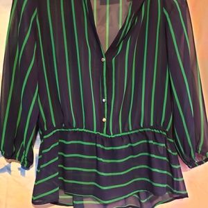 Navy and Green New York and Company Shirt